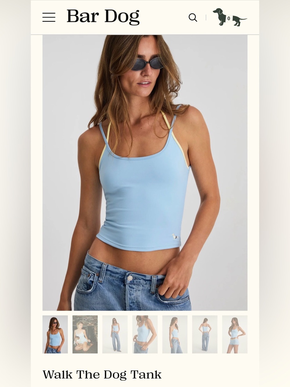 Bar Dog, Walk The Dog Tank - Sun Wash Blue and Buttercup, XL, NWT